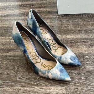 Sam Edelman Blue and White Watercolor Pumps
